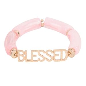 BLESSED TUBULAR BEADS RESINSTRETCH BRACELET-Pink